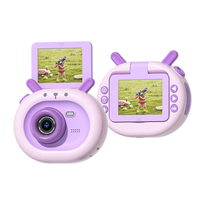 Foto digitale da 40mpx e videocamera FHD per bambini. Schermo pieghevole da 2 pollici. Include treppiede con funzione di presa.