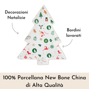 Piatto a forma di albero Fantasia del Natale in new bone china