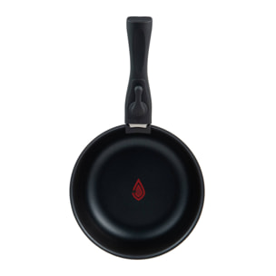 juego de 3 cazos ø16ø18ø20cm aluminio prensado negro y heat dot + mango desmontable