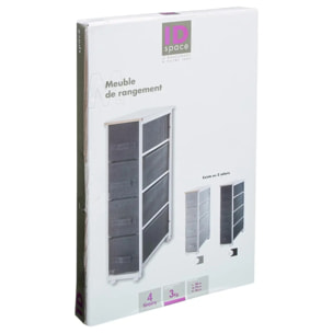 Rangement 4 tiroirs tissu gris anthracite