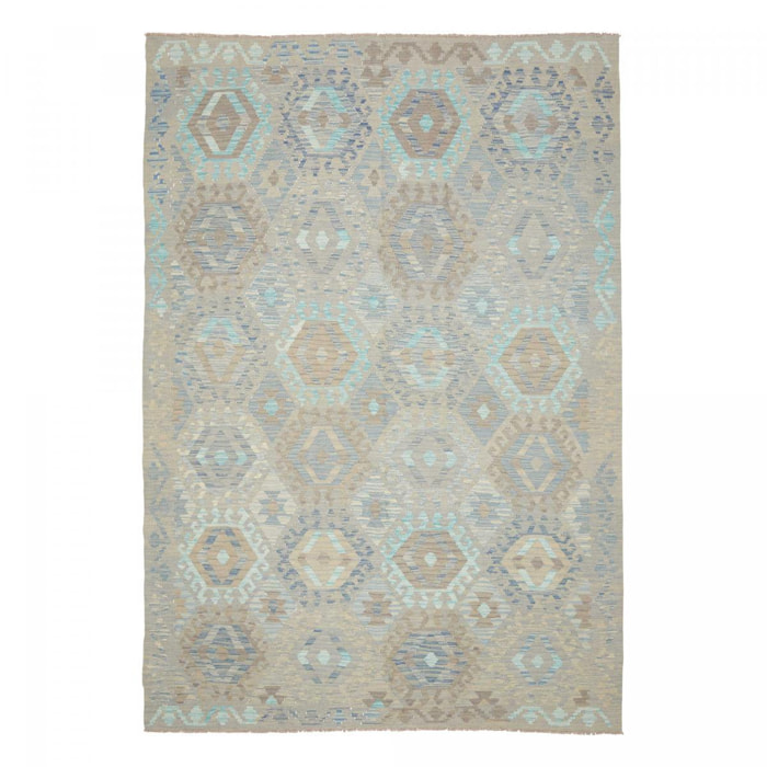 Tapis kilim, motif géométrique, tissé plat artisanal, KEPU