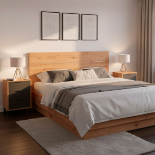 Set Testiera Letto Matrimoniale Con 2 Comodini Design Moderno Per Letti 135 E 150 cm Con Cassetti Camera Letto 60x160x2,5 Cm Rovere e Grigio Antracite