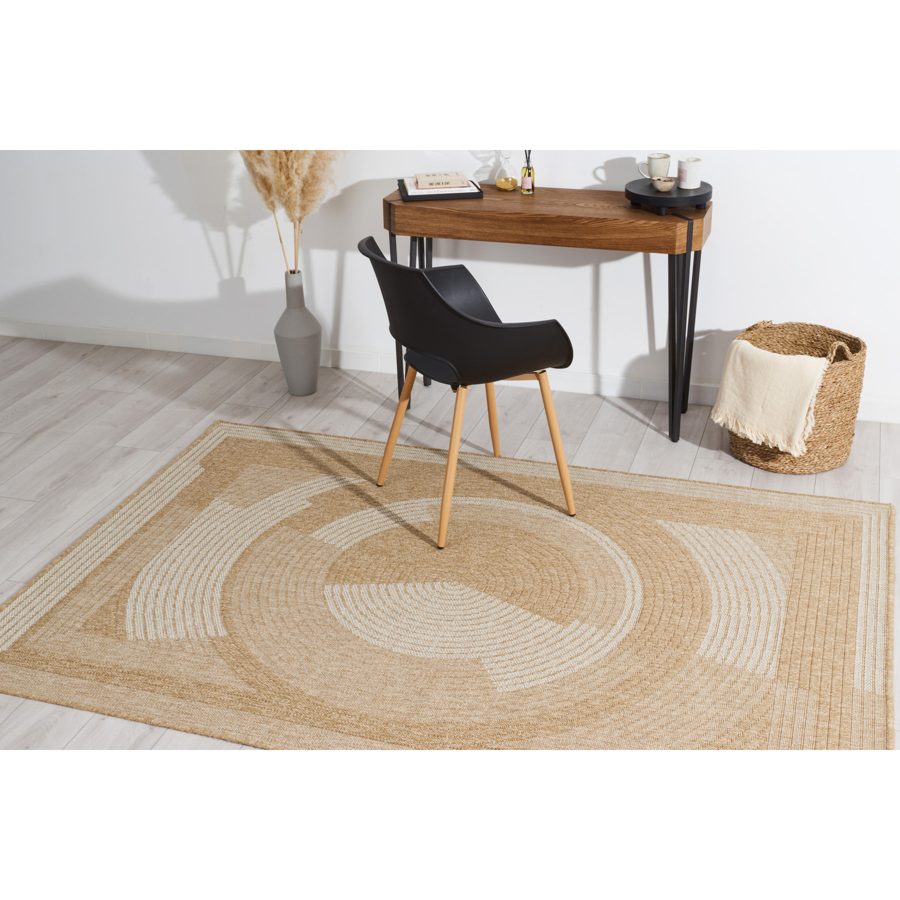 Nature - tapis effet jute blanc