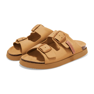 Sandalias Vibe Mujer Cierre Hebilla Color Tan