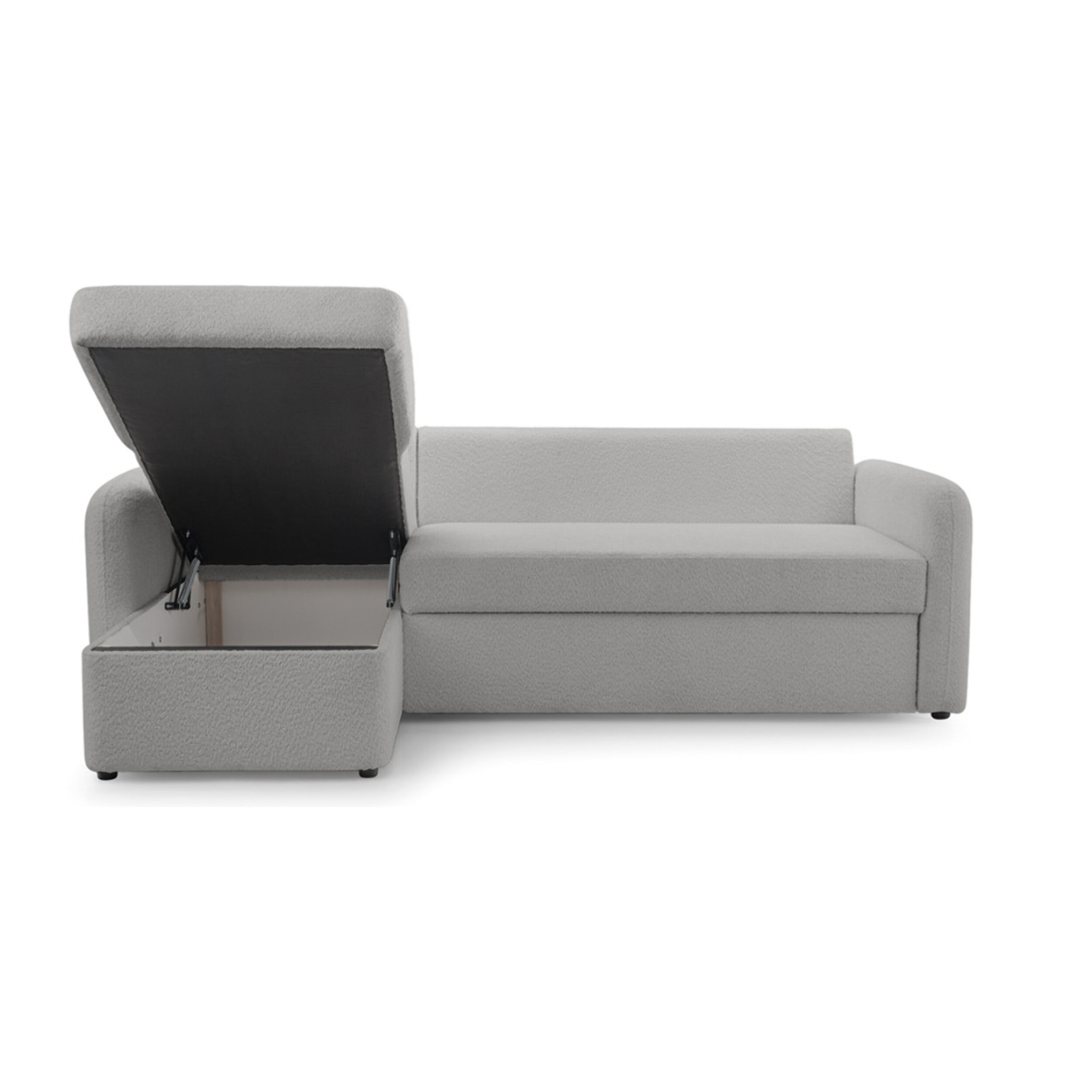 Pocatello - canapé d'angle réversible 4 places - convertible avec coffre - en tissu bouclette - Gris