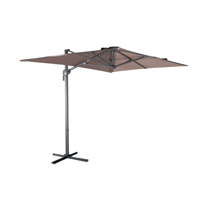 Parasol déporté rectangulaire 2x3m - Antibes - Taupe - Parasol excentré inclinable. rabattable et rotatif à 360°.