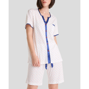 Pijama corto mujer algodón modal topitos suave y cómodo