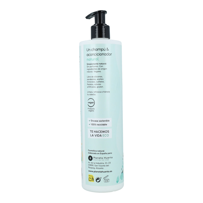 PLANETA HUERTO | Champú y Acondicionador Suavizante Sin Perfume 500 ml - Hidrata y Refresca con Aloe Vera Natural