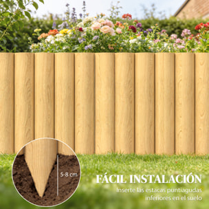 Valla de Jardín de Madera, 176x38 cm, Valla de Jardín Exterior Decorativa, Resistente y Fácil de Instalar, para Huerto, Patio, Terraza, Césped, Natural