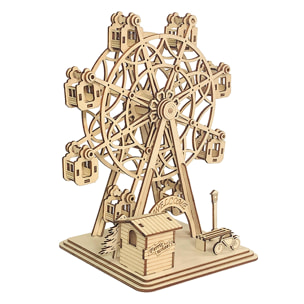 Modello in Legno 3D, con movimento meccanico design della Ruota Panoramica Felice. 117 pezzi.