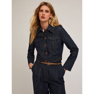 Motivi - Chaqueta corta efecto denim - Azul
