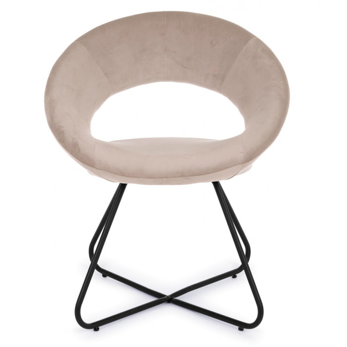 Poltroncina VANITY NERO velluto tortora