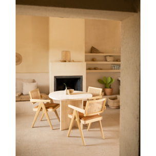 Table basse en bois massif ton naturel de 100cm Hauteur: 75 Longueur: 101 Largeur: 99.8