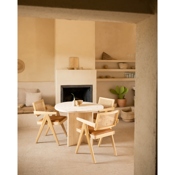Table basse en bois massif ton naturel de 100cm Hauteur: 75 Longueur: 101 Largeur: 99.8