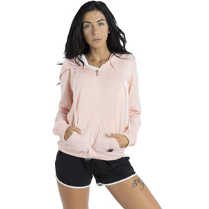 Sudadera de mujer de punto grueso con capucha y cremallera Rainbow Pink