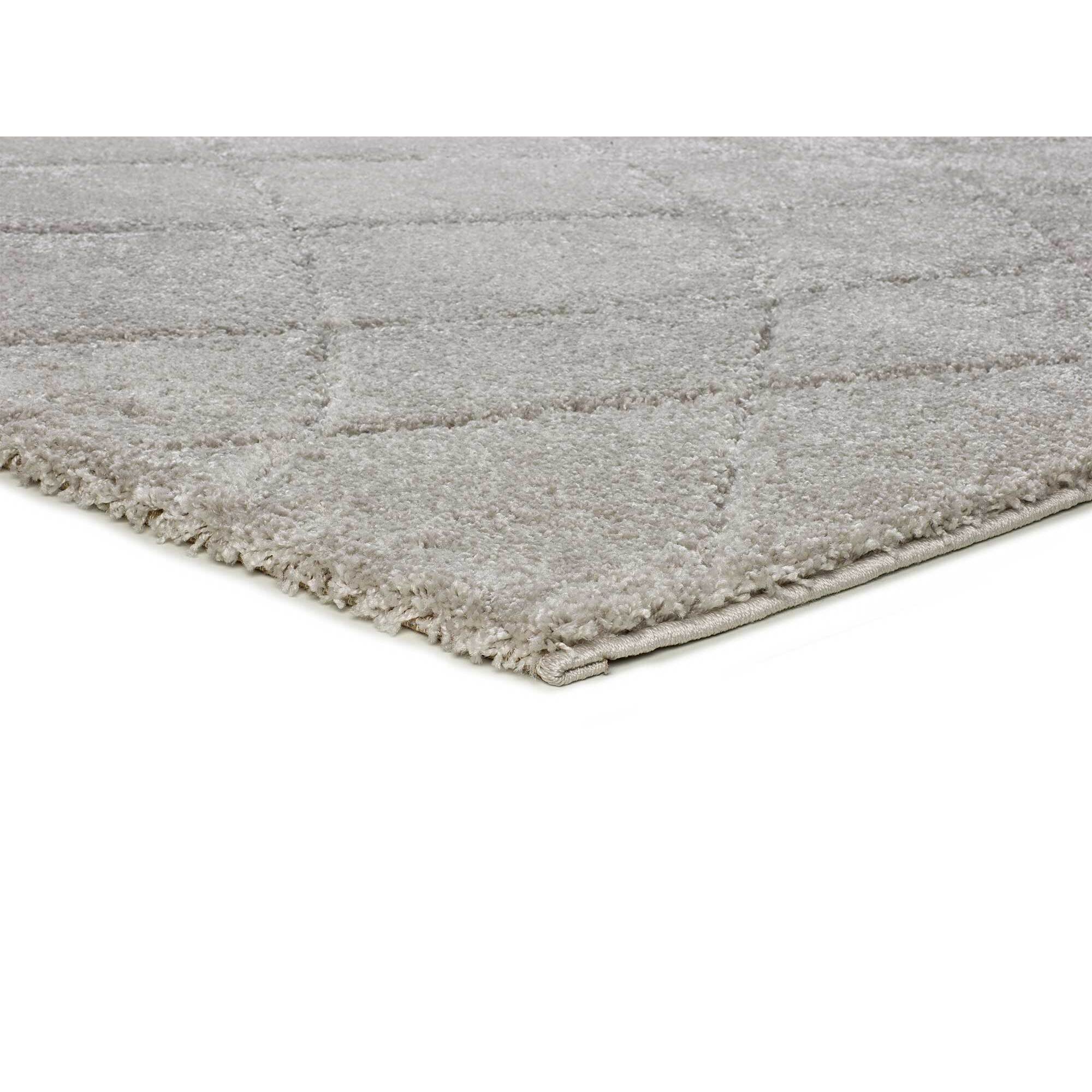 MOLIER Alfombra shaggy con formas abstractas en plata, varias medidas disponibles.