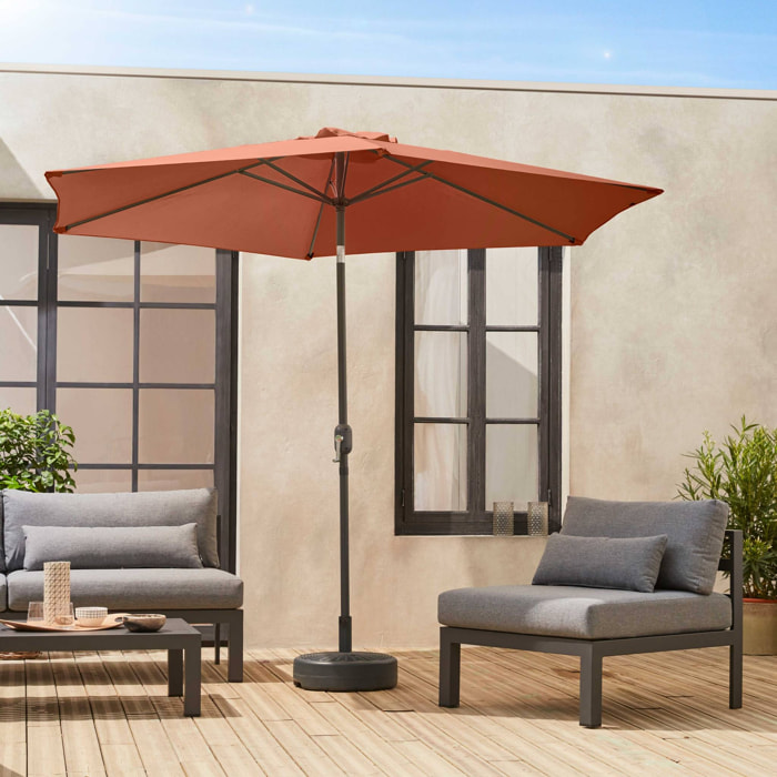 Parasol droit rond Ø300cm - Touquet Terracotta - mât central en aluminium orientable et manivelle d'ouverture