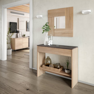 Mueble Recibidor Con Espejo 79x92x33 Cm Roble Canadian / Oxido