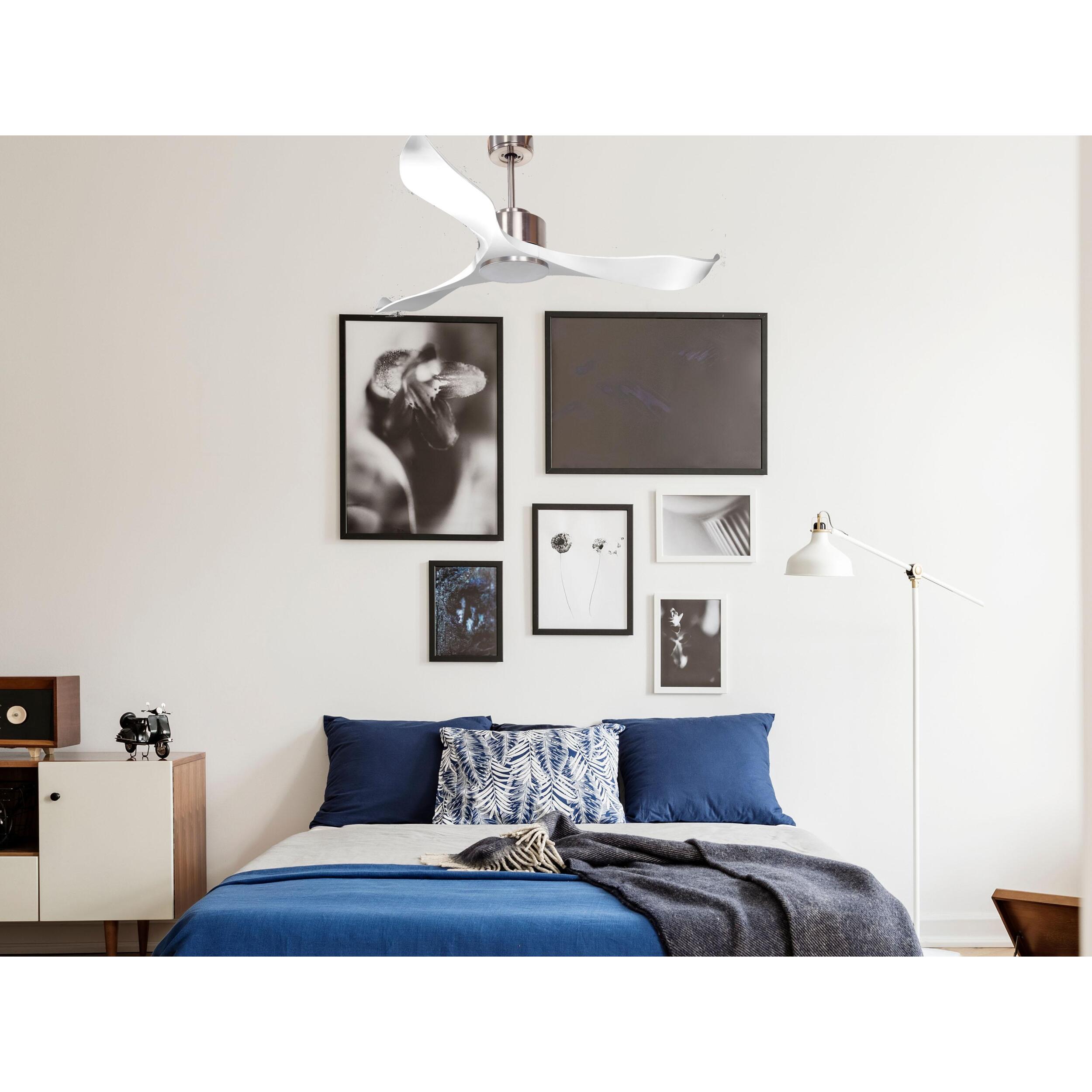 Ventilateur de plafond Wifi Moteur à courant continu Télécommande Adaptateur 2/3 Lames Hypersilence Mémoire Shopify Vendible (AUTOMATIQUE) 40   W argent