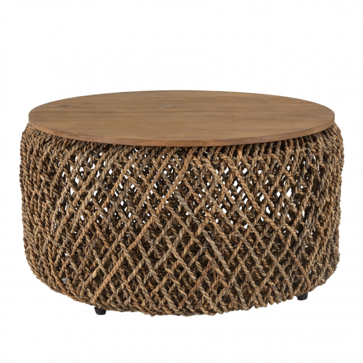 SIXTINE - Table basse ronde 70x70cm en tissage de fibre de cocotier