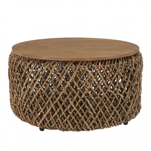 SIXTINE - Table basse ronde 70x70cm en tissage de fibre de cocotier