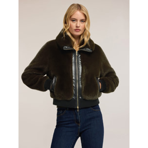 Motivi - Giubbotto effetto peluche con inserti - Verde militare