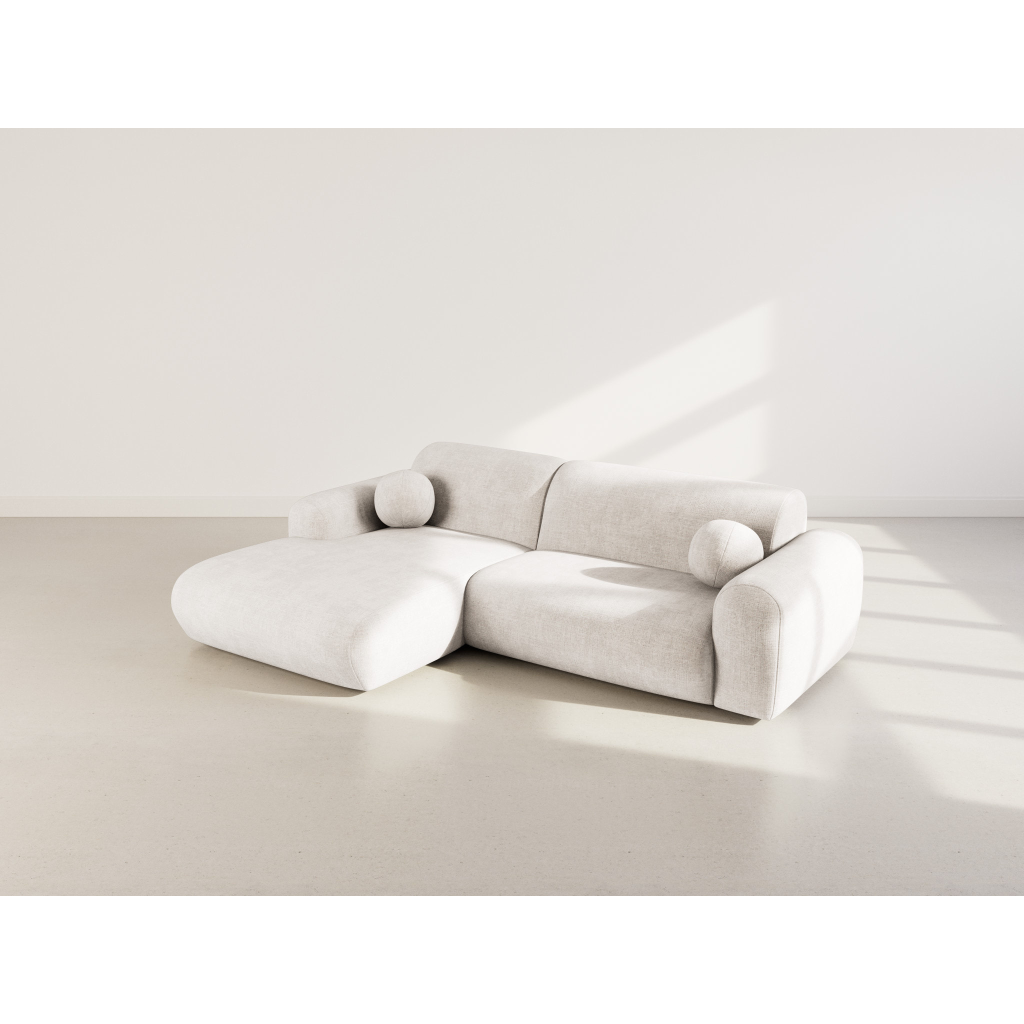 Louise - Canapé d'angle gauche 4 places en velours texturé - Beige