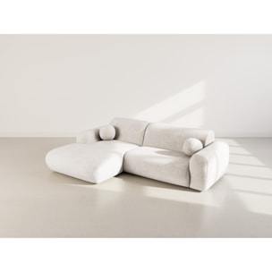 Louise - Canapé d'angle gauche 4 places en velours texturé - Beige