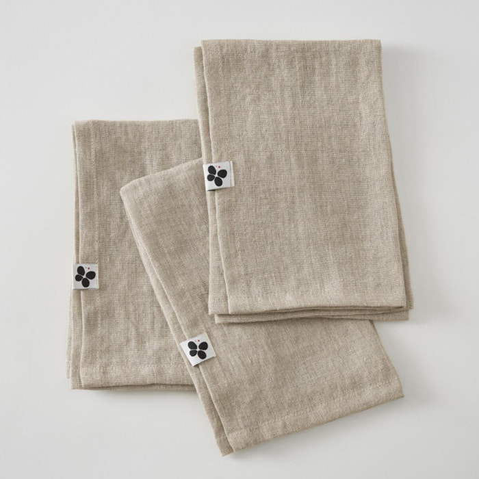 Lot de 3 serviettes de table ''Soline'' 40 x 40 cm Lin lavé - Couleur: Soline Sable