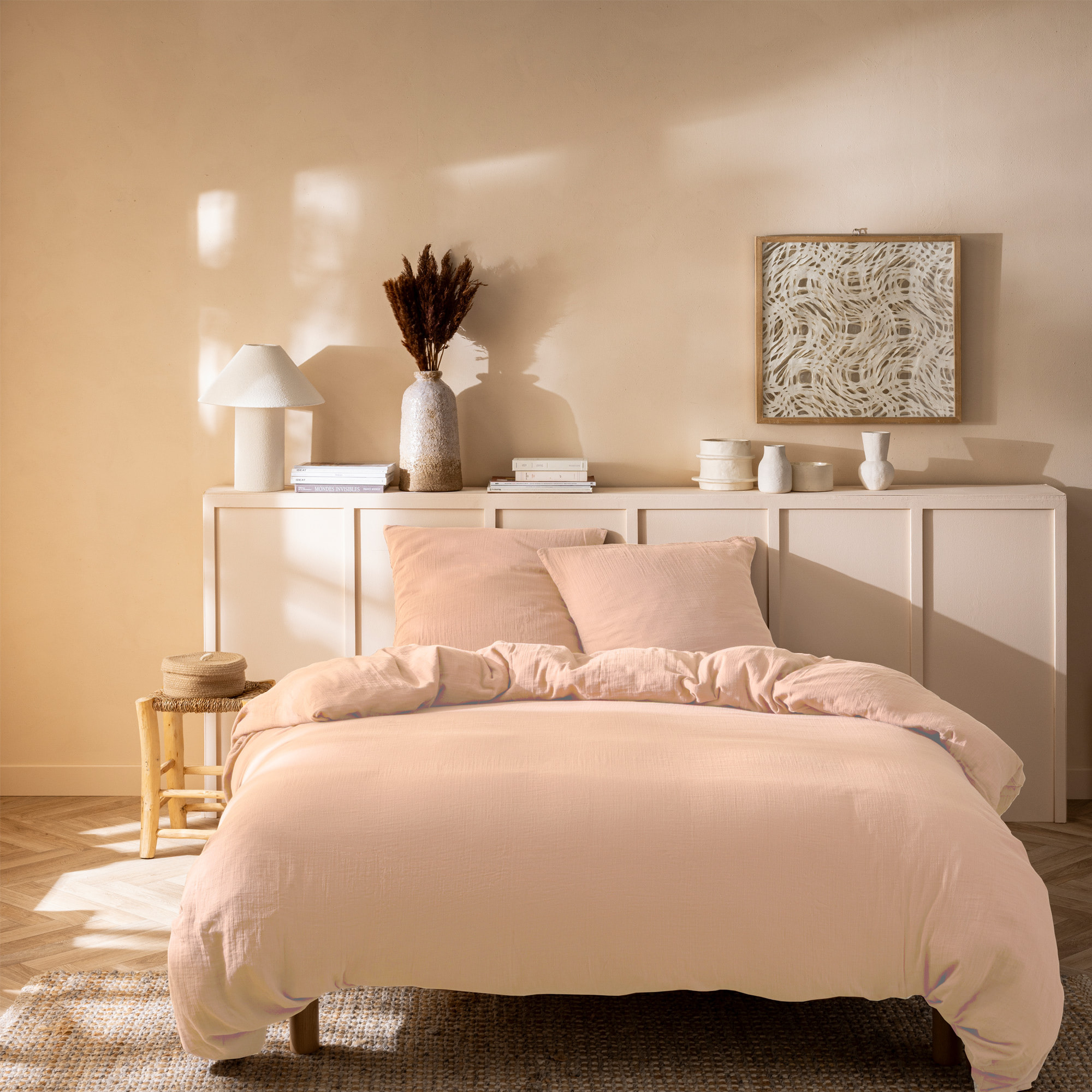 Housse de couette unie en coton, GAZE DE COTON