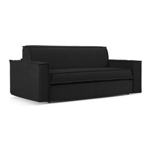 Canapé convertible "Olympe" 3 places en tissu structurel noir