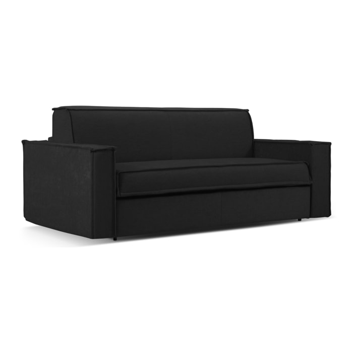 Canapé convertible "Olympe" 3 places en tissu structurel noir