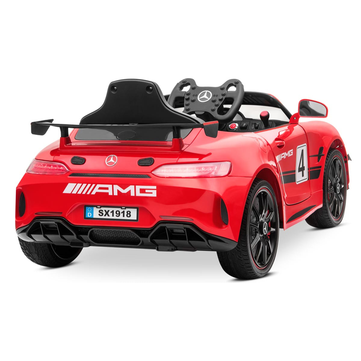 PLAYKIN Coche eléctrico niños MERCEDES-BENZ GT4 RED batería 12V con mando control +3 años