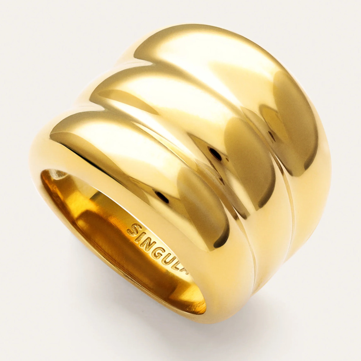 Anillo Dune Acero Baño Oro