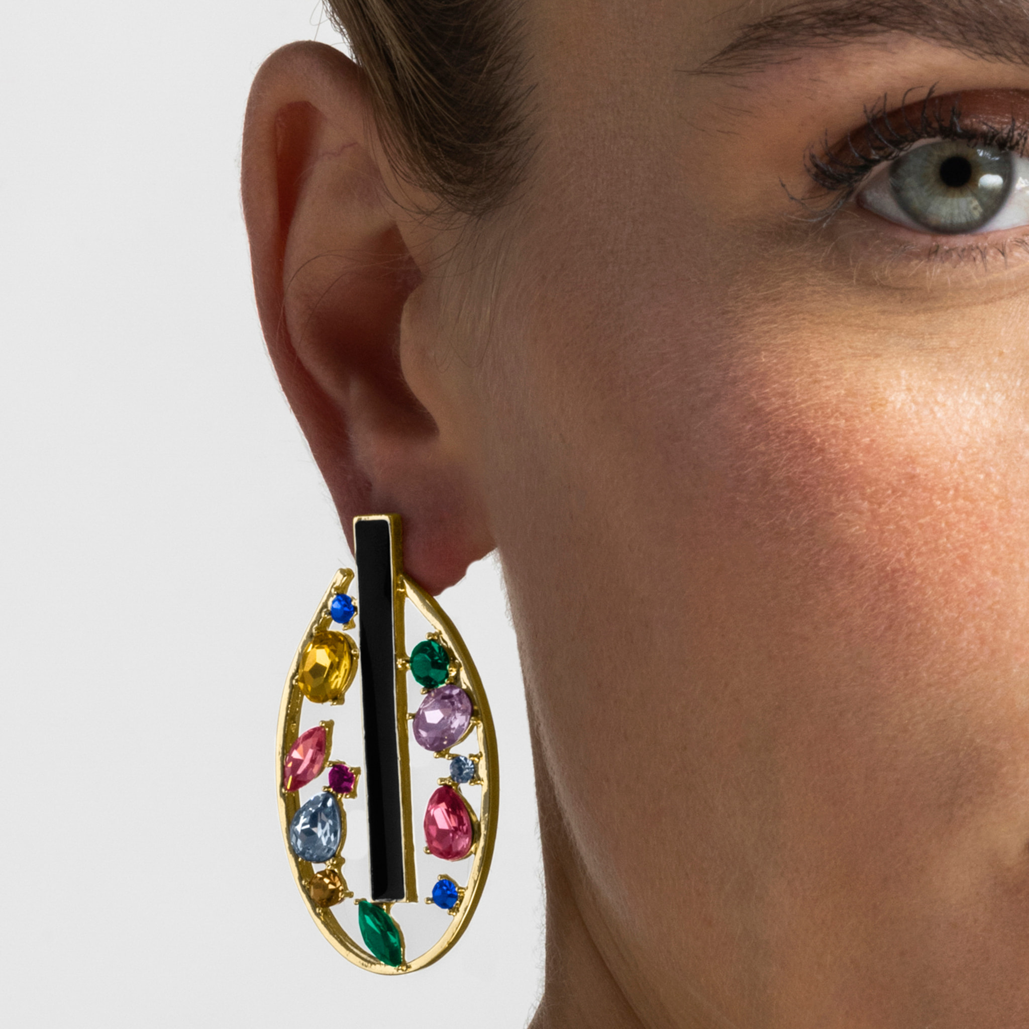 Pendientes con Circonita Multicolor acabado oro 18k