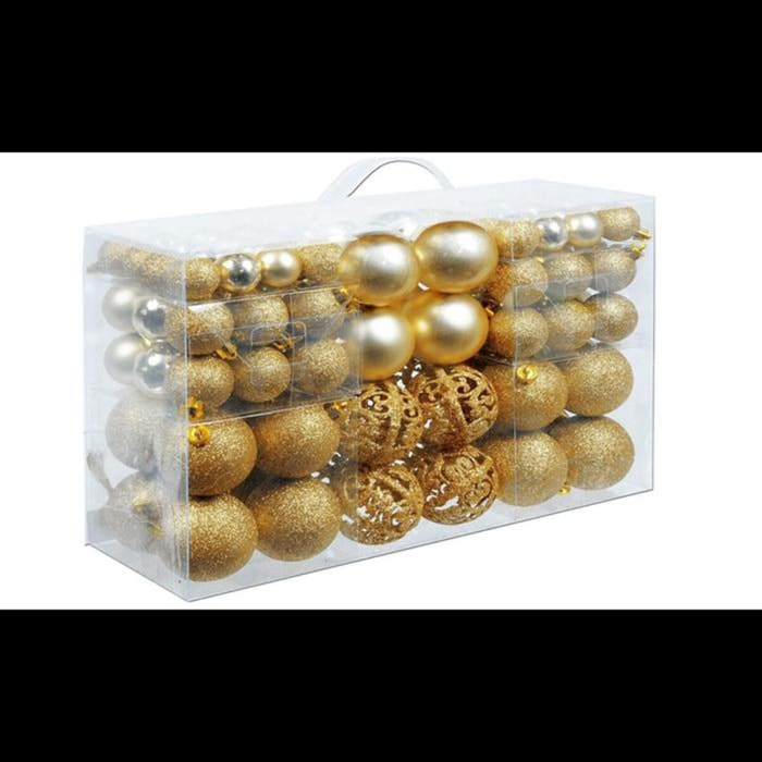 Confezione 100 Palline di Natale Colore Gold, Palle di Natale Diametro 3/4/6 cm, Addobbi E Decorazioni per Albero di Natale, Colore Oro