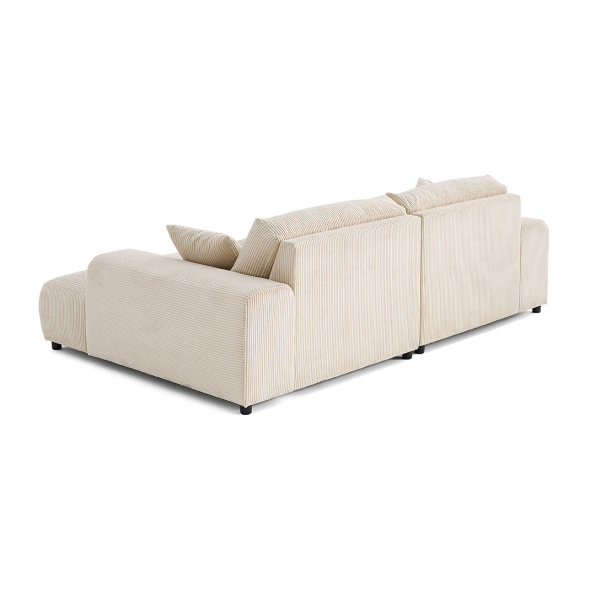 Garance - canapé droit 4 places double méridienne - assise profonde - en velours côtelé - Beige