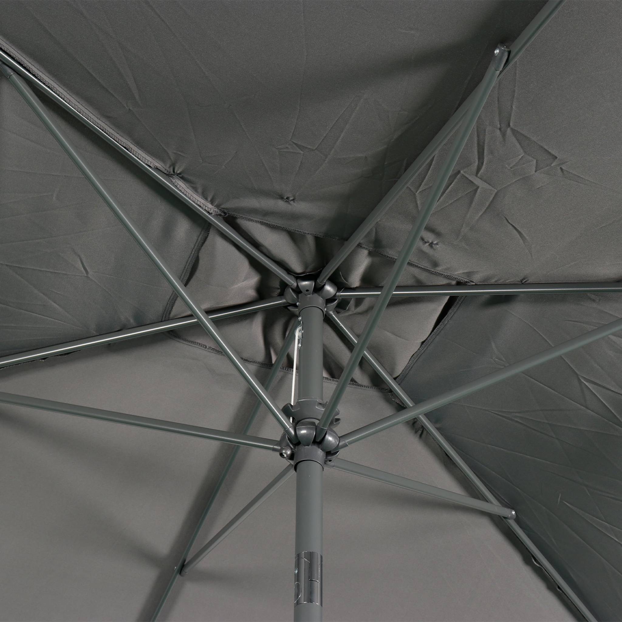 Parasol droit rectangulaire 2x3m - Touquet gris - mât central en aluminium orientable et manivelle d'ouverture