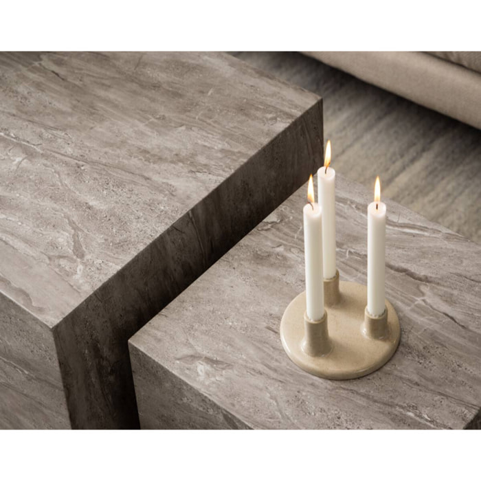 Pueblo - lot de 2 tables basses - effet marbre gris - 100 et 44 cm - Gris
