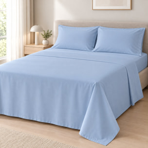 COMPLETO LENZUOLA PERCALLINO - AZZURRO