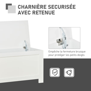 Coffre malle de rangement 81L x 40l x 46H cm MDF blanc