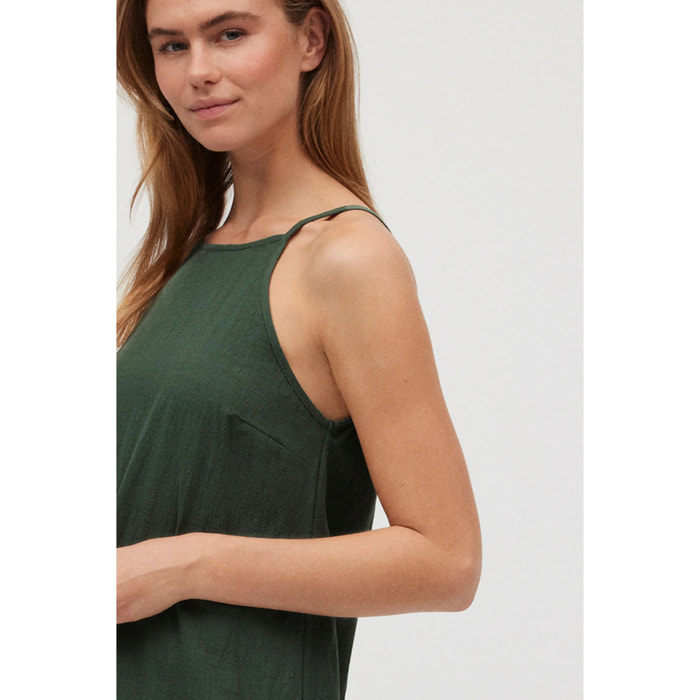 Abito midi verde senza spalline