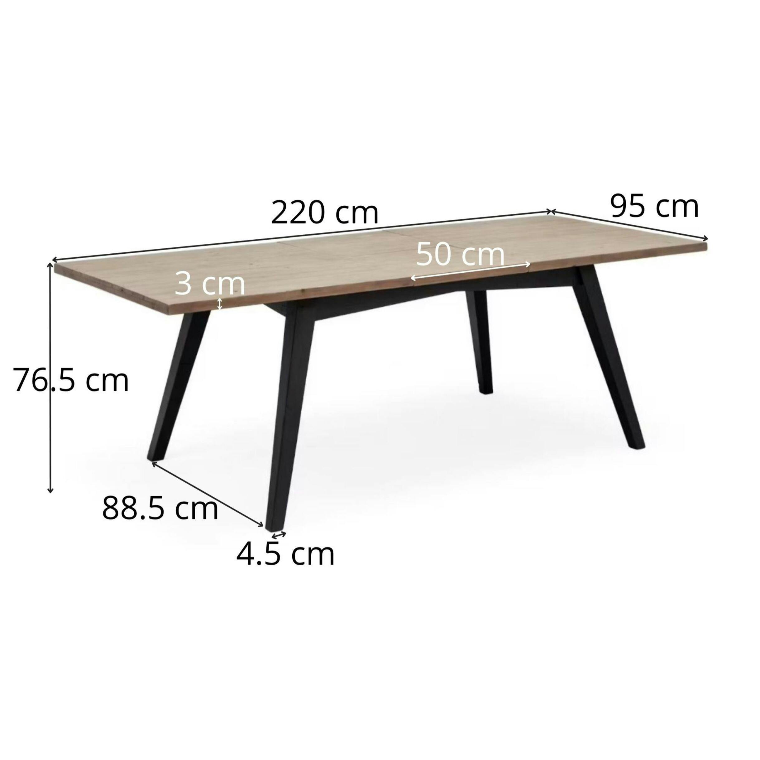 Table à manger extensible bois recyclé 170-220 cm VITTORIA