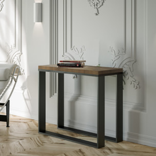 Console extensible portefeuille 90x45/90 cm Elettra Libra Noyer cadre Anthracite