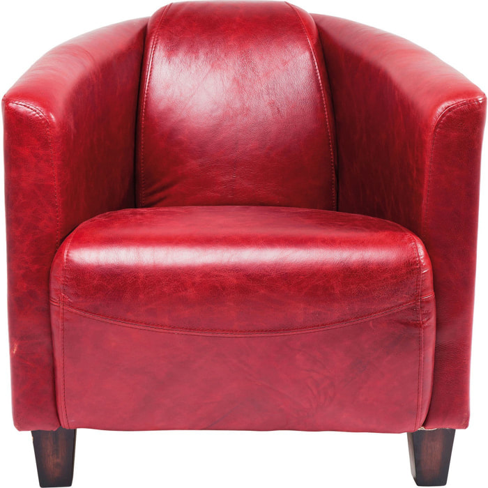 Fauteuil Cigar Lounge cuir rouge Kare Design