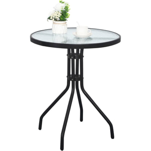 Tavolino da Giardino Island con Top in Vetro Temperato 60 cm