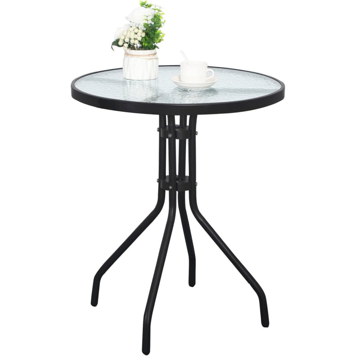 Tavolino da Giardino Island con Top in Vetro Temperato 60 cm