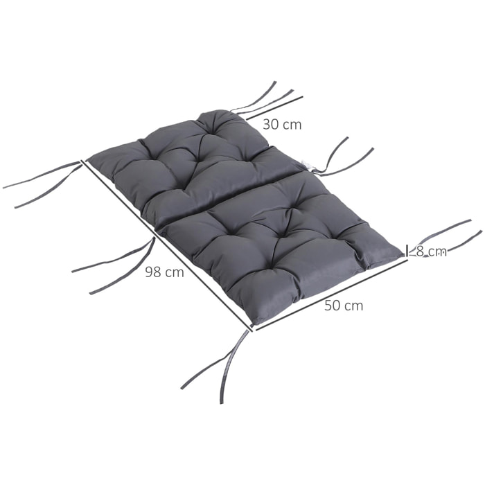 Outsunny - Coussin matelas assise pour banc de jardin balancelle canapé 2  places - déhoussable - dim. 110L x 46l x 5H cm - polyester gris