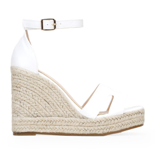 Sandalias de cuña blancas con esparto