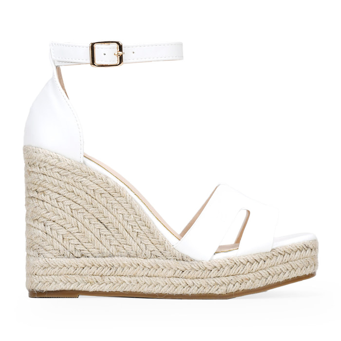 Sandalias de cuña blancas con esparto
